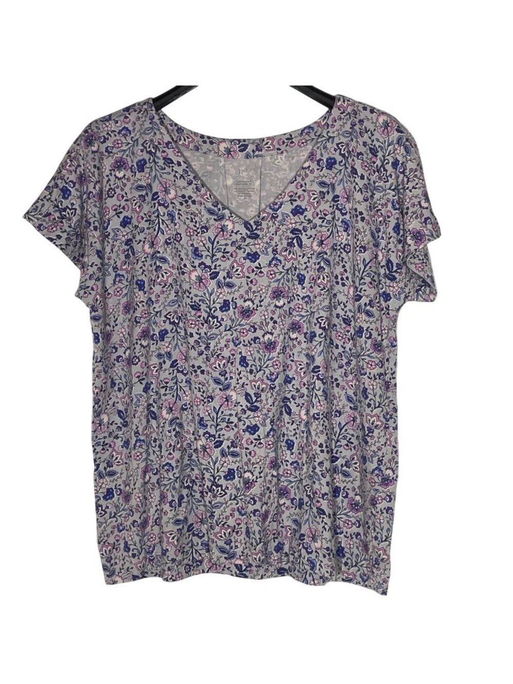 J. Jill‎ Luxe Supima Pleat Back Tee Floral Sz MED Oversized Casual T-Shirt